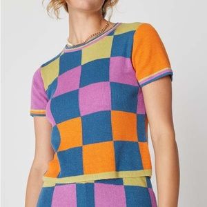 Back Beat Co. organic cotton checkerboard knit tee